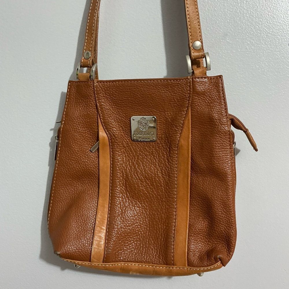 I. Medici brown leather purse shoulder bag, brown leather trim